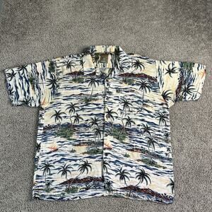 Pineapple Connections Shirt Mens XL Hawaiian Palm Tree Beach Aloha Rayon Vintage
